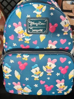 Loungefly Blue Daisy & Donald Duck Patterned Mini Backpack